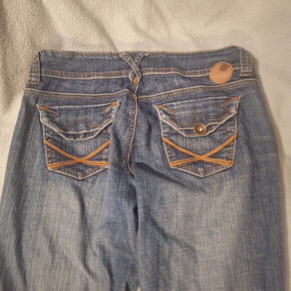 XOXO Flare Jeans Womens 5/6 Vintage Blue Faded Bootcut *Missing Rear Button* - Picture 11 of 12